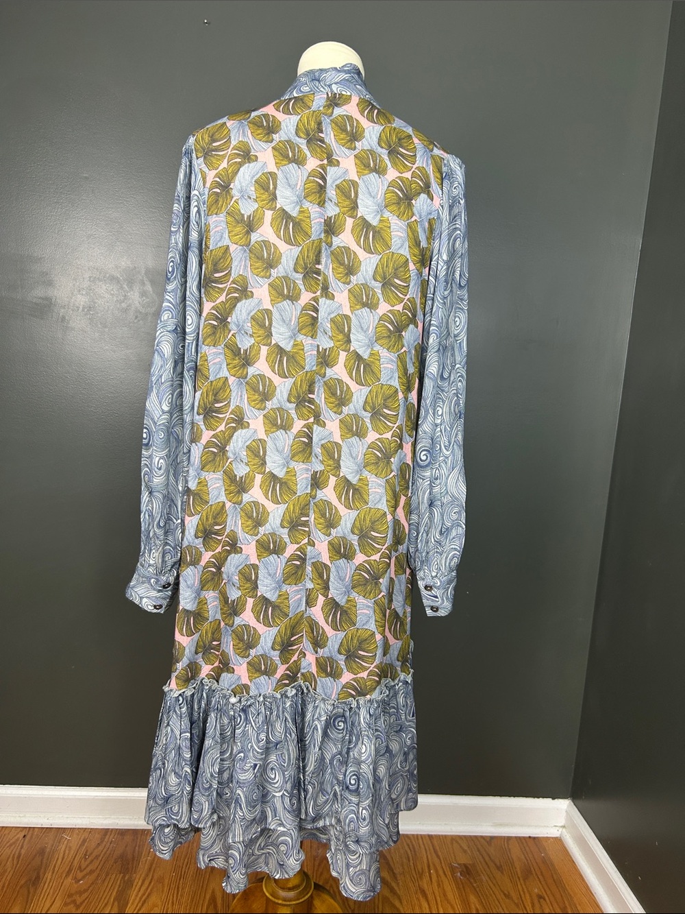 Bl-nk Anthropologie Mixed Print Tropical Paisley Ruffle Midi Dress S - Picture 4 of 11